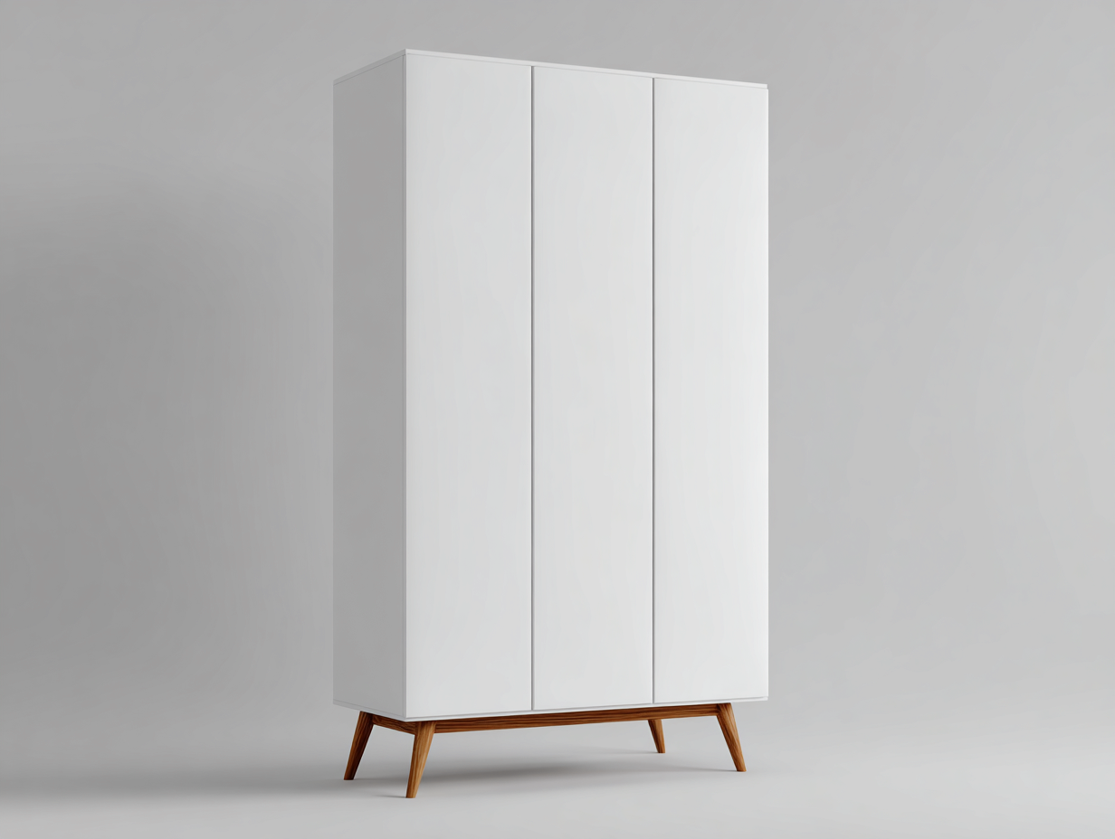 Armoire-MDF-Bois-118x51x182 cm-Blanc-Marron-Style scandinave-Molinkahaus