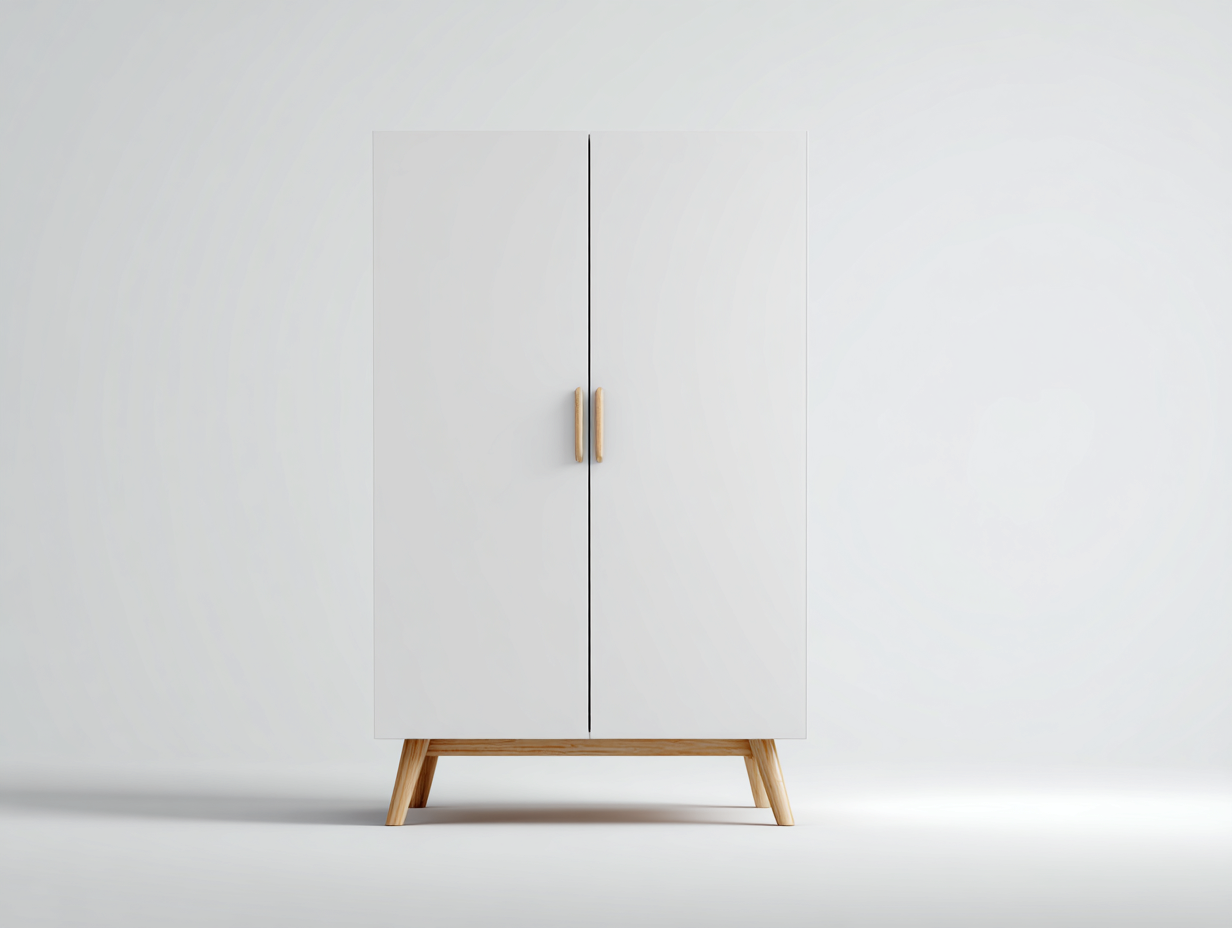 Armoire-MDF-Bois-96x50x176 cm-Blanc-Marron-Style scandinave-Molinkahaus