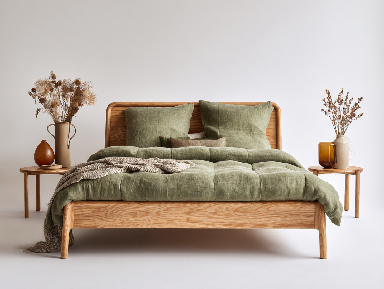 Lit double - Bois massif - 214 x 194 x 98 cm - Marron - Scandinave-Molinkahaus
