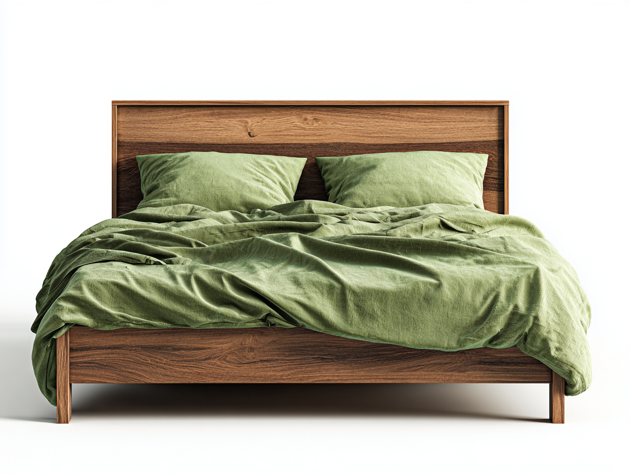 Lit double - Bois massif - 220 x 200 x 96 cm - Marron - Rustique-Molinkahaus