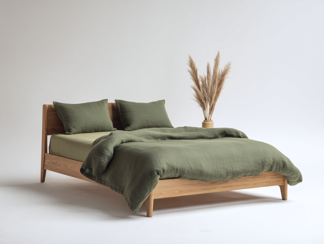 Lit double - Bois massif - 215 x 195 x 92 cm - Marron - Scandinave-Molinkahaus