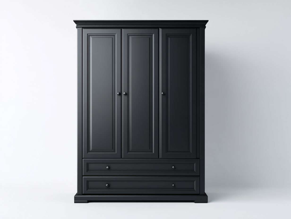 Armoire-MDF-132x57x202 cm-Noir-Style classique-Molinkahaus