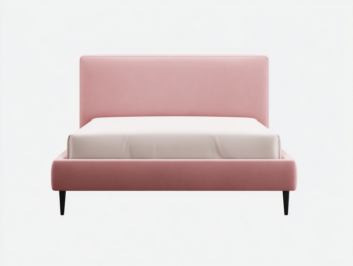 Lit double - Velours - 200 x 180 x 112 cm - Rose - Moderne-Molinkahaus