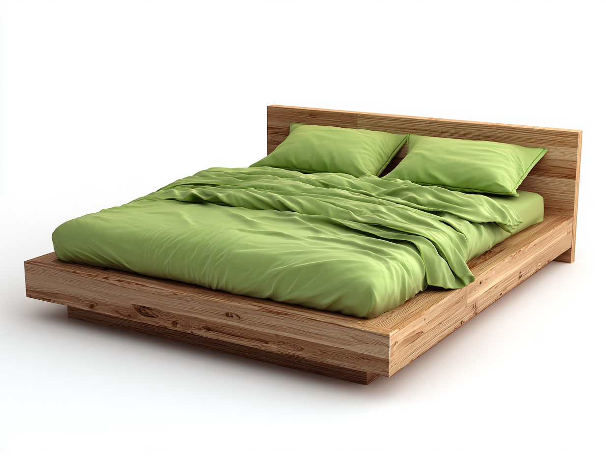 Lit double - Bois massif - 218 x 198 x 88 cm - Marron - Minimaliste-Molinkahaus