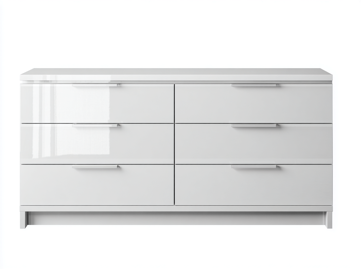Commode - Panneaux de bois-Métal - 158 x 45 x 82 cm - Blanc - Style moderne-Molinkahaus