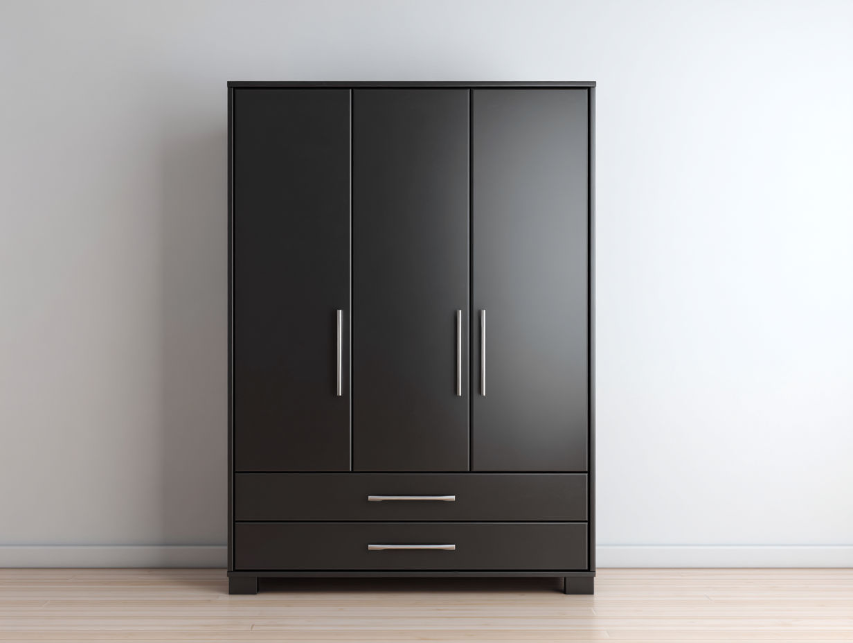 Armoire-MDF-130x53x188 cm-Noir-Argent-Style moderne-Molinkahaus