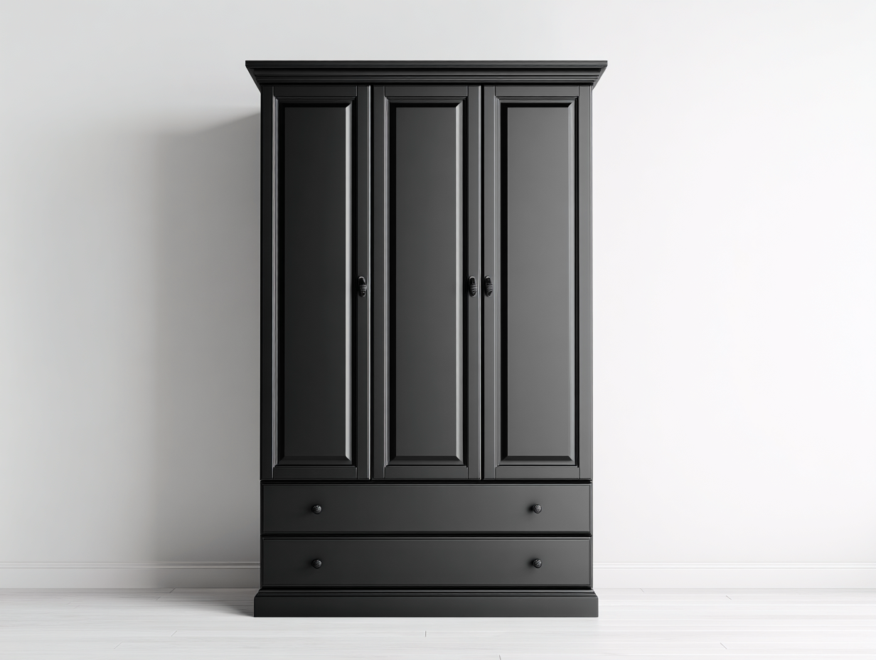Armoire-MDF-128x56x198 cm-Noir-Style classique-Molinkahaus