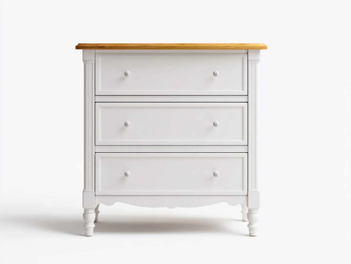 Commode - Bois - 94 x 43 x 91 cm - Blanc-Bois - Style classique-Molinkahaus