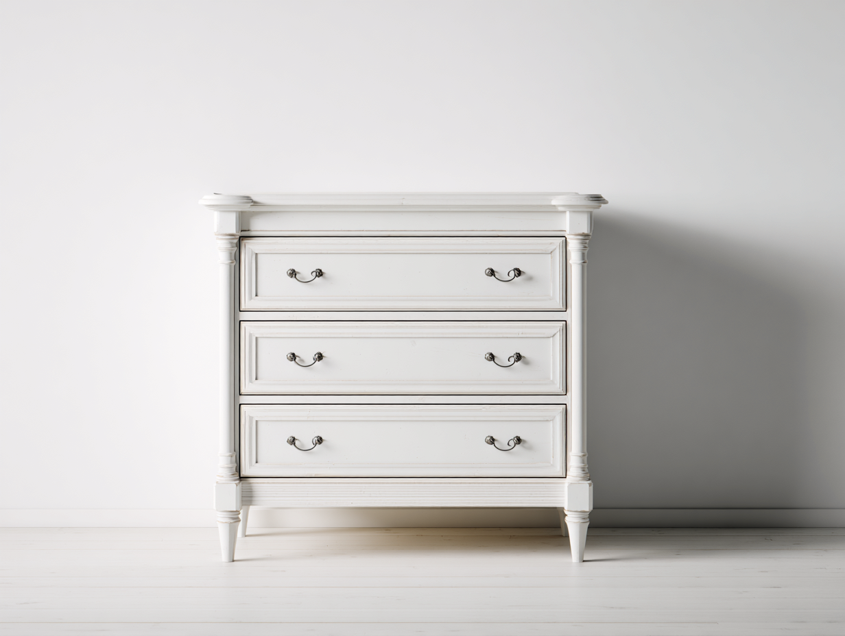 Commode - Bois-Métal - 98 x 44 x 89 cm - Blanc - Style classique-Molinkahaus