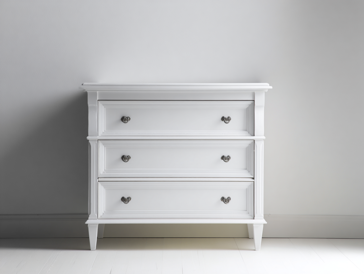 Commode - Bois-Métal - 96 x 43 x 83 cm - Blanc - Style classique-Molinkahaus