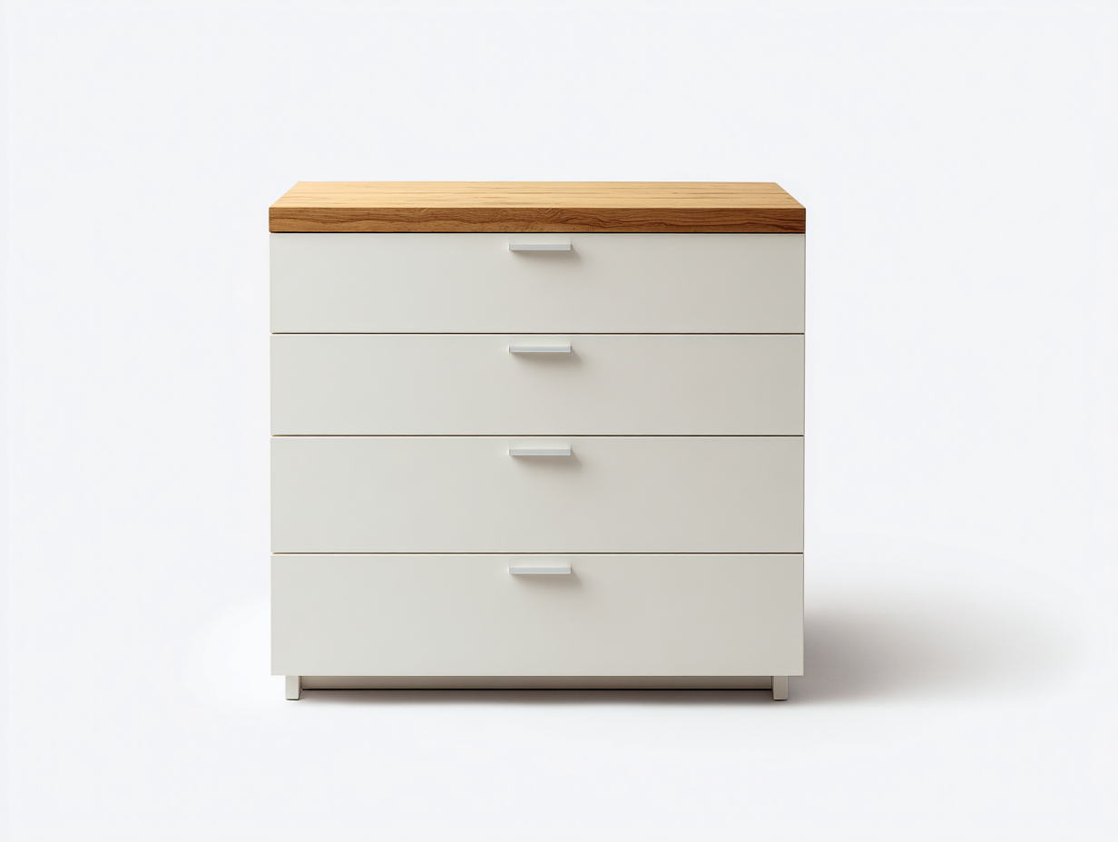Commode - Bois-Métal - 88 x 41 x 90 cm - Blanc-Bois - Style moderne-Molinkahaus