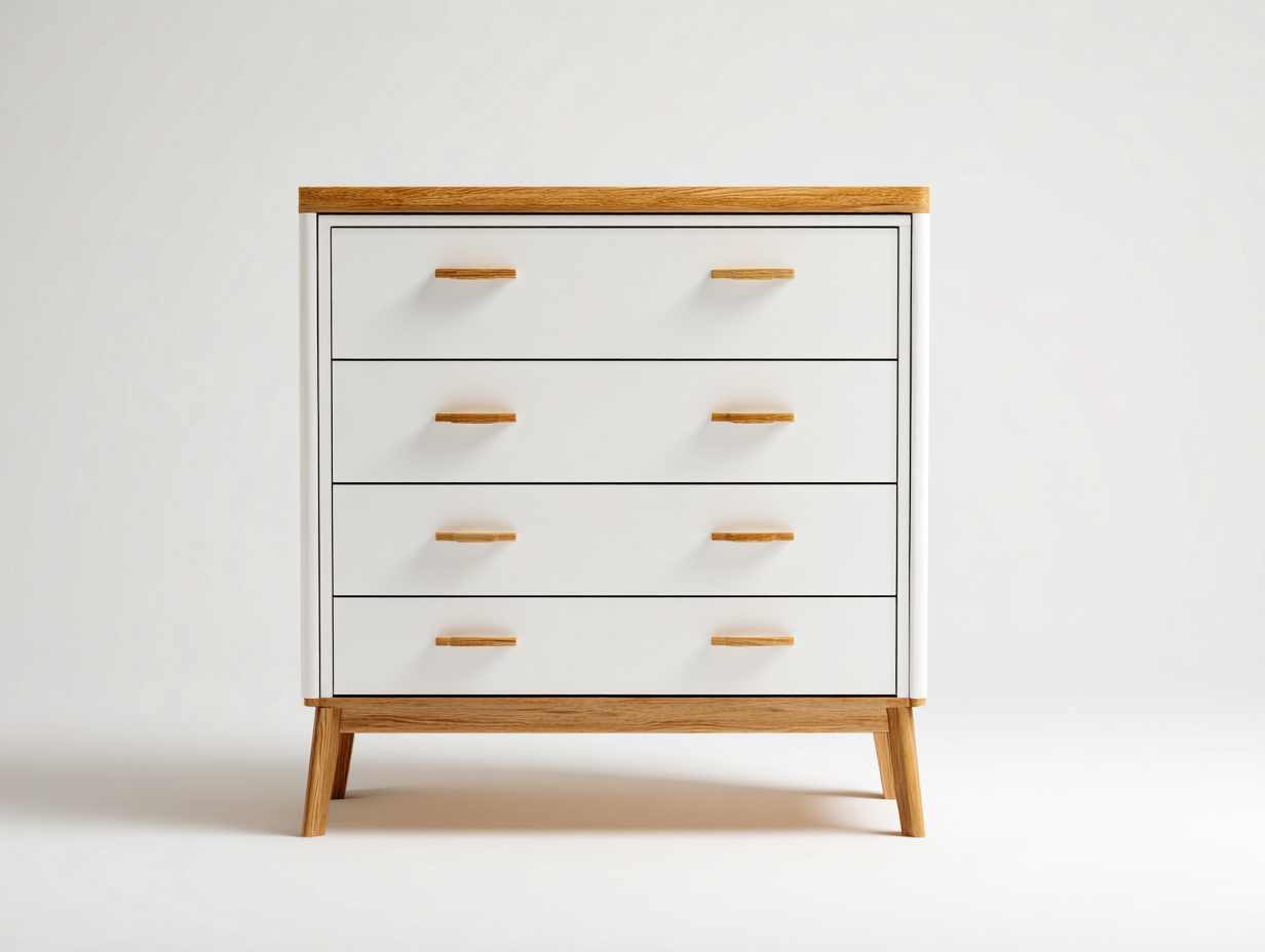 Commode - Bois - 92 x 42 x 88 cm - Blanc-Bois - Style scandinave-Molinkahaus