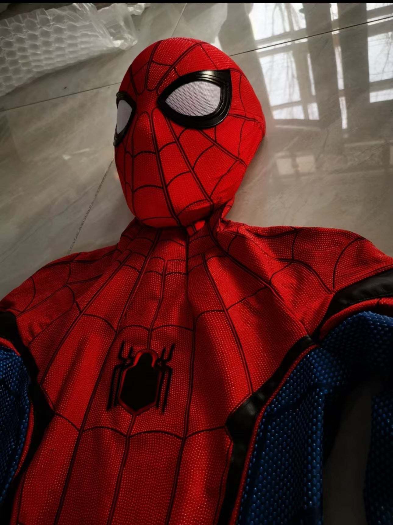 TOM HOLLAND Suit homecoming version with Face shell & 3D Rubber Web Movie Prop Replica(wearable)