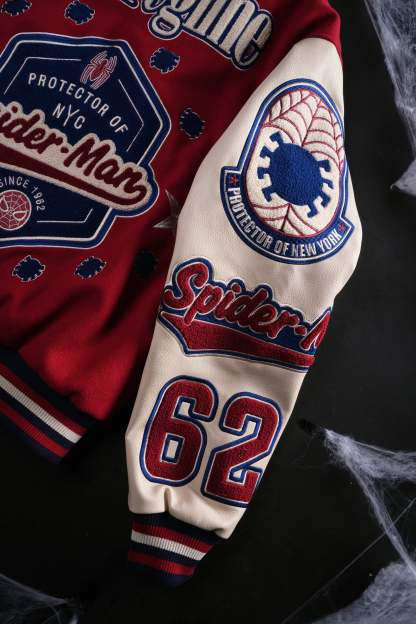 Protector Of NYC Letterman Jacket in Red/Sand