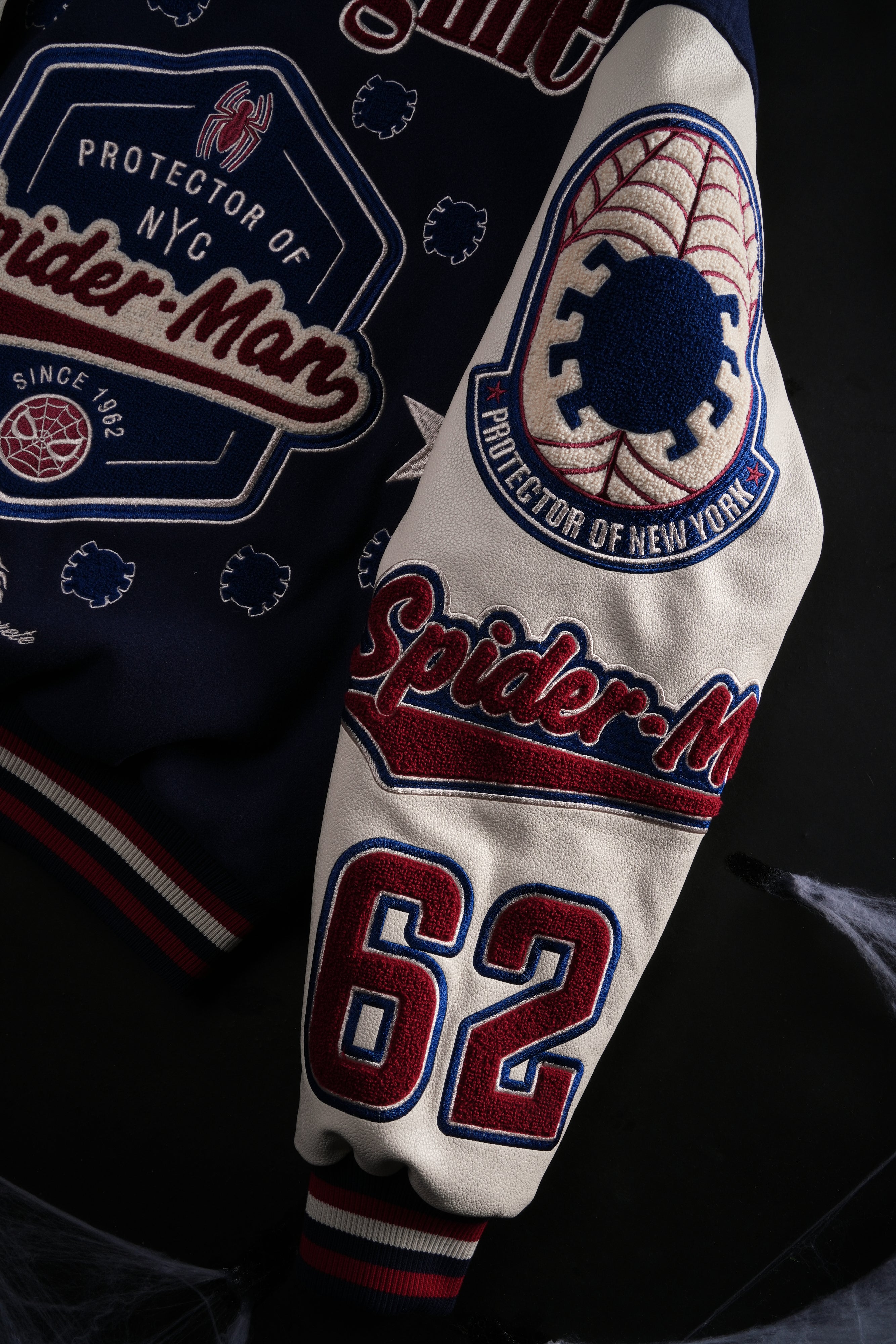 Protector Of NYC Letterman Jacket in Navy/Butter