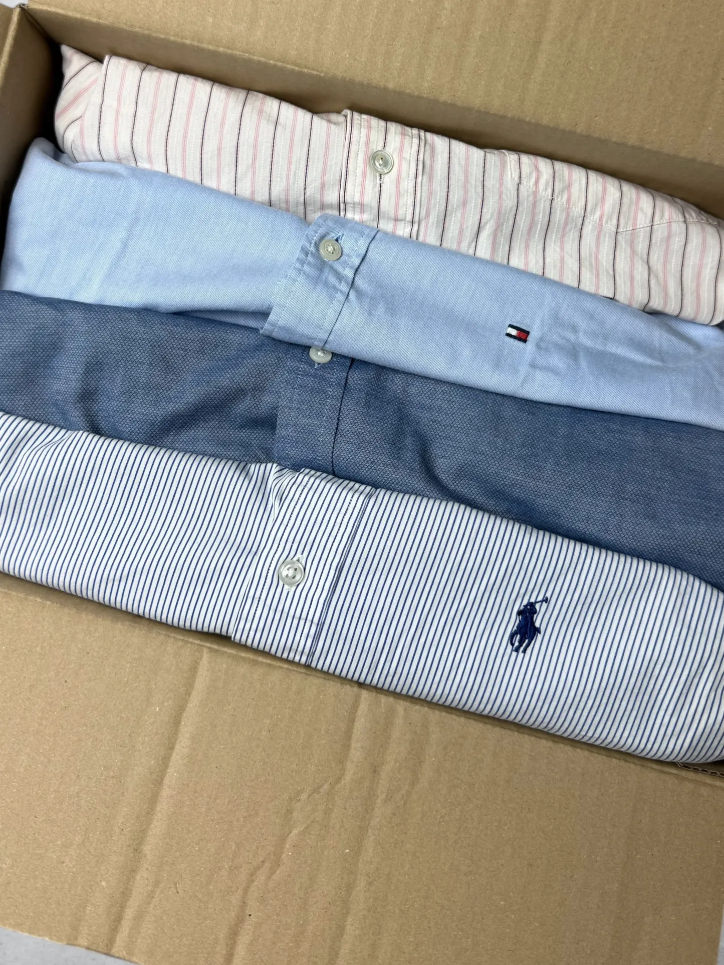 Premium Branded Shirt Box – 5 Pieces (Ralph Lauren, Hilfiger, Lacoste Mix)