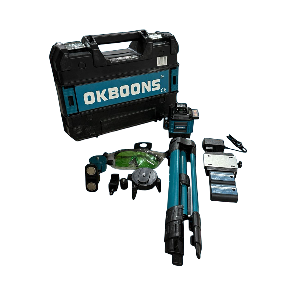 3D Professional Laser Level Kit with 2 Rechargeable Li-ion Batteries, Carrying Case, Remote Control & Tripod