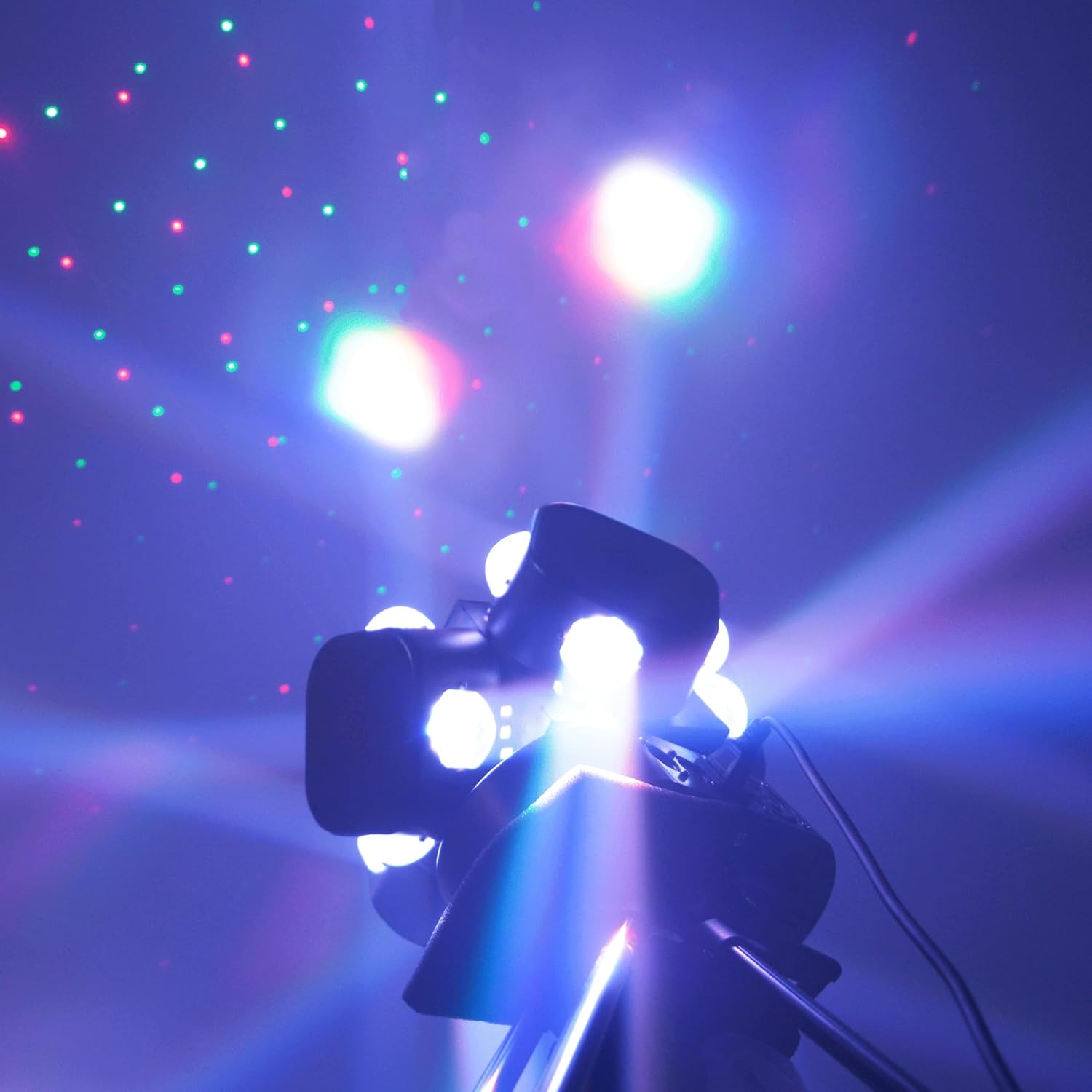 Moving Head DJ Light Party RGBW LED Beam Lights DMX 512 Strobe Light with Sound Activated 360°Rotation Stage Lighting Equipment for Events DJ KTV Disco Wedding Concert Festival