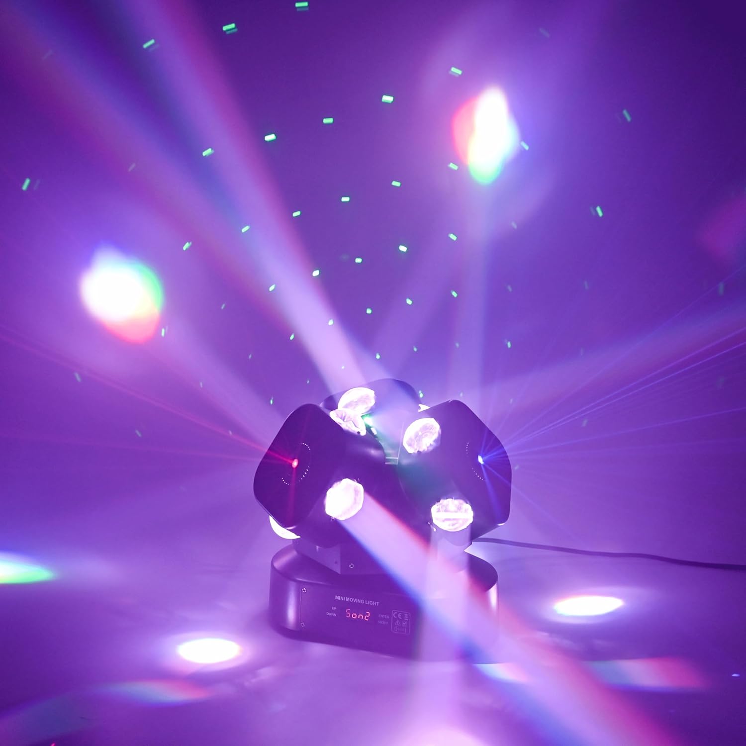 Moving Head DJ Light Party RGBW LED Beam Lights DMX 512 Strobe Light with Sound Activated 360°Rotation Stage Lighting Equipment for Events DJ KTV Disco Wedding Concert Festival