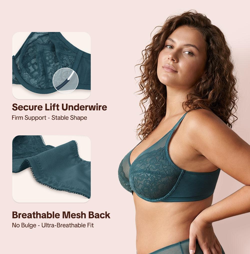 HSIA Enchante Floral Lace Plus Size Underwire Unlined Unpadded Minimizer Full Coverage Bra Women's Wear Comfortable Breathable Mesh Cup HSIA Enchante Floral Lace Plus Size Underwire Unlined Unpadded Minimizer Full Coverage Bra Women's Wear Comfortable Breathable Mesh Cup