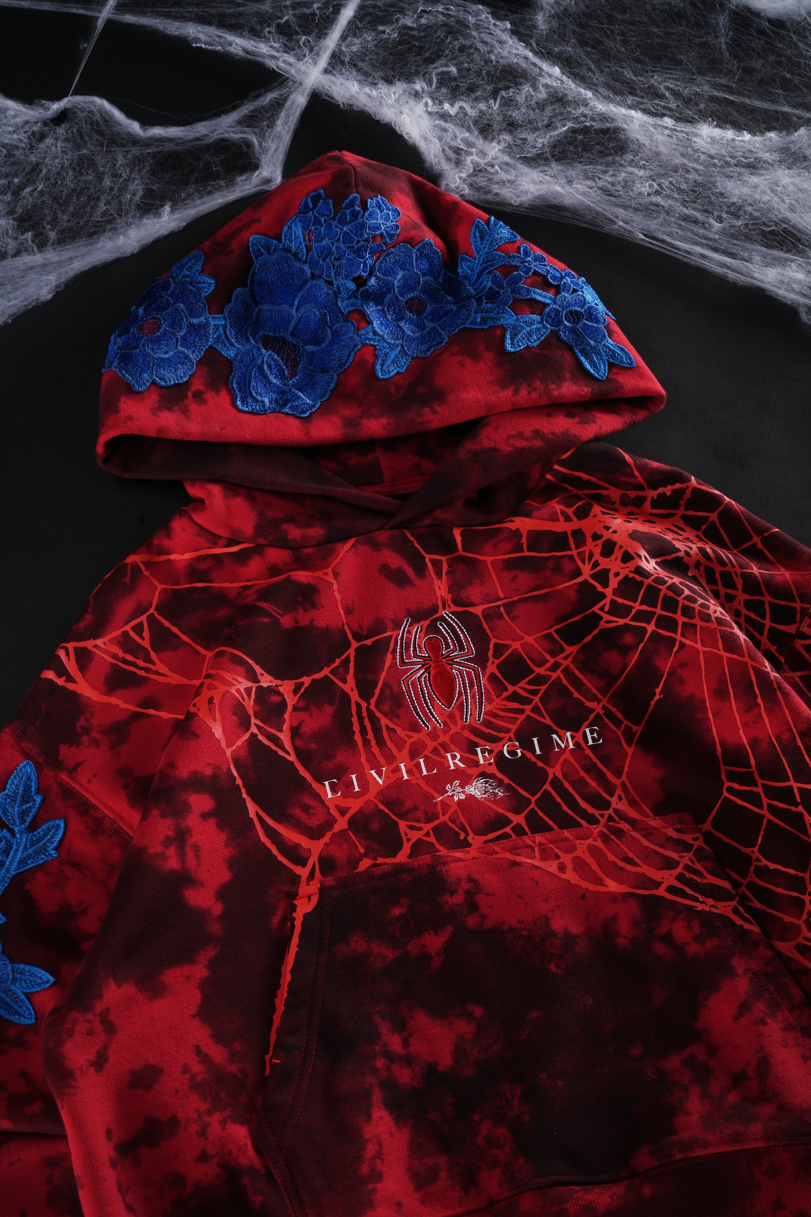 Parker Forever Rose Hoodie in Black/Red Marble Wash