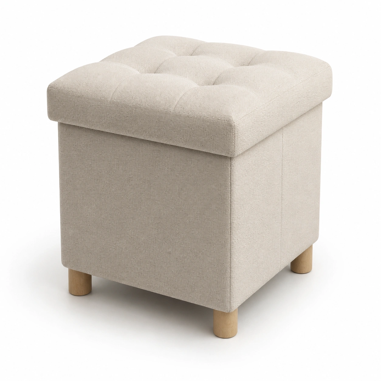 Puf cuadrado con almacenaje beige-vellanocasa