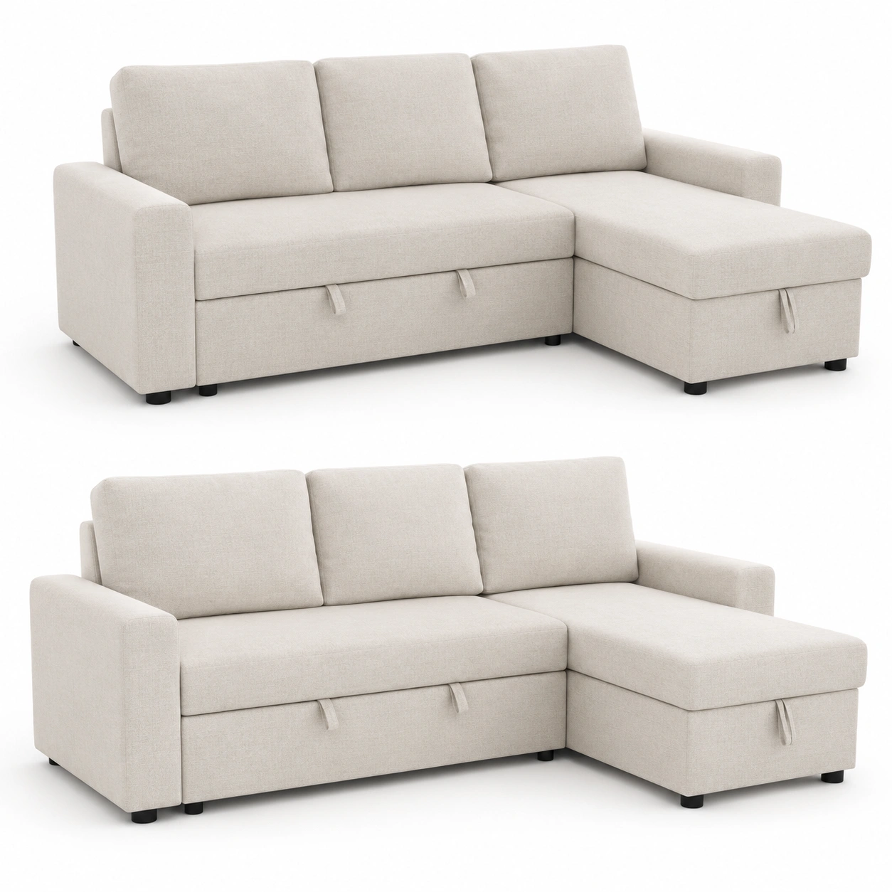 Sofa esquinero con almacenaje beige marfil-vellanocasa