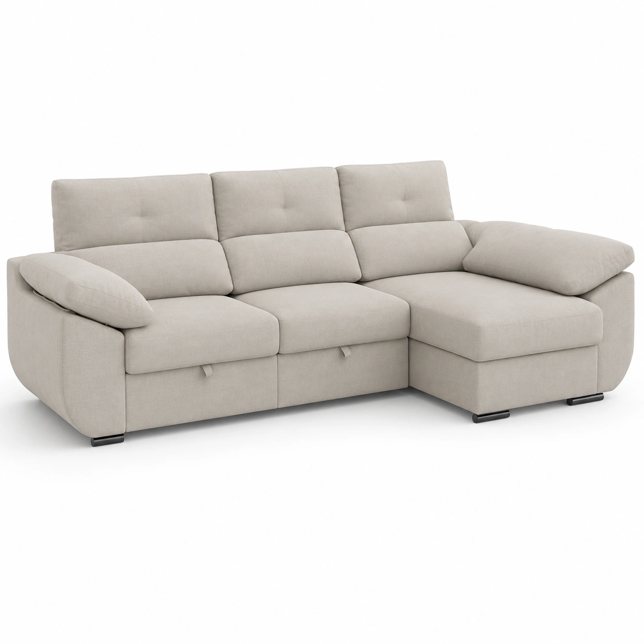 Sofa esquinero con chaise longue beige marfil-vellanocasa