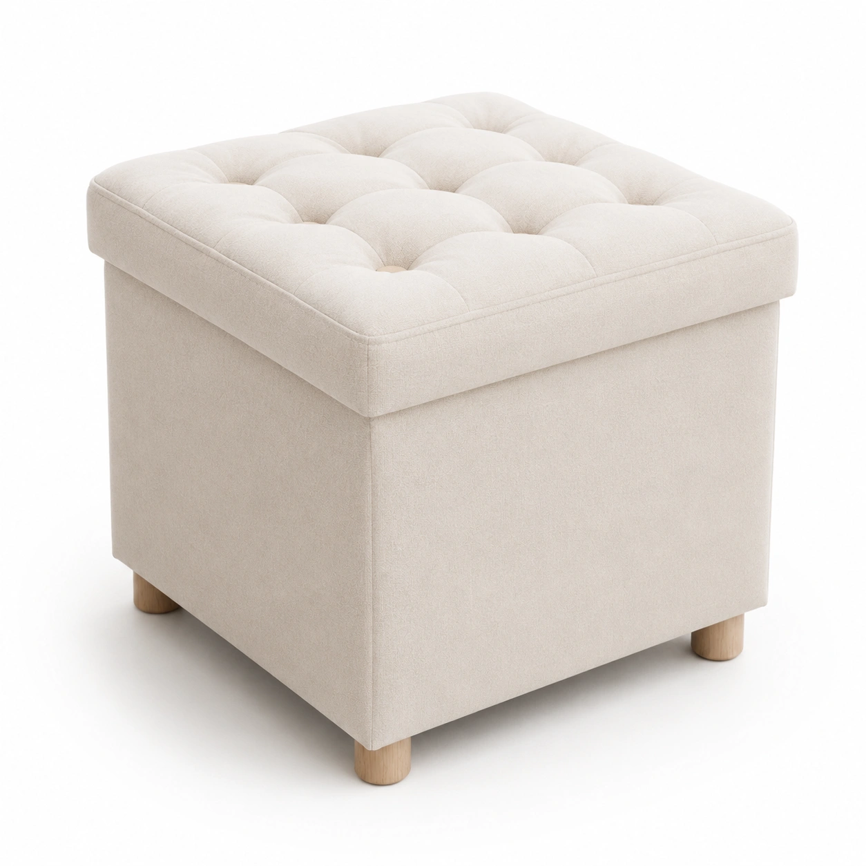 Puf cuadrado con almacenaje beige-vellanocasa