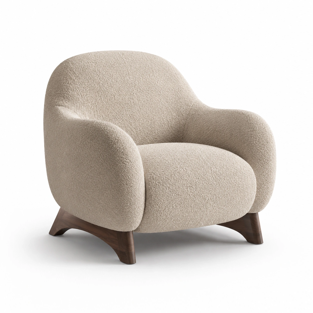 Sillon individual redondeado color marfil-vellanocasa