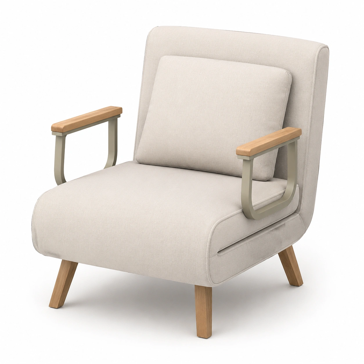 Sillon moderno de metal color marfil-vellanocasa