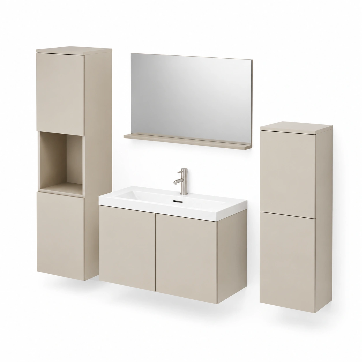 Conjunto de mueble de bano beige-vellanocasa