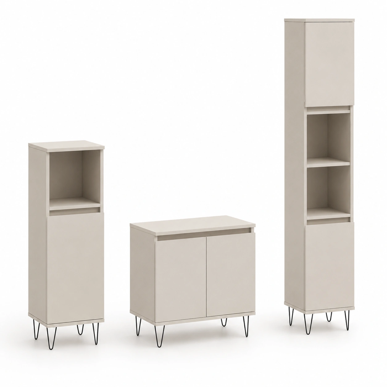 Set de tres armarios de almacenaje beige-vellanocasa