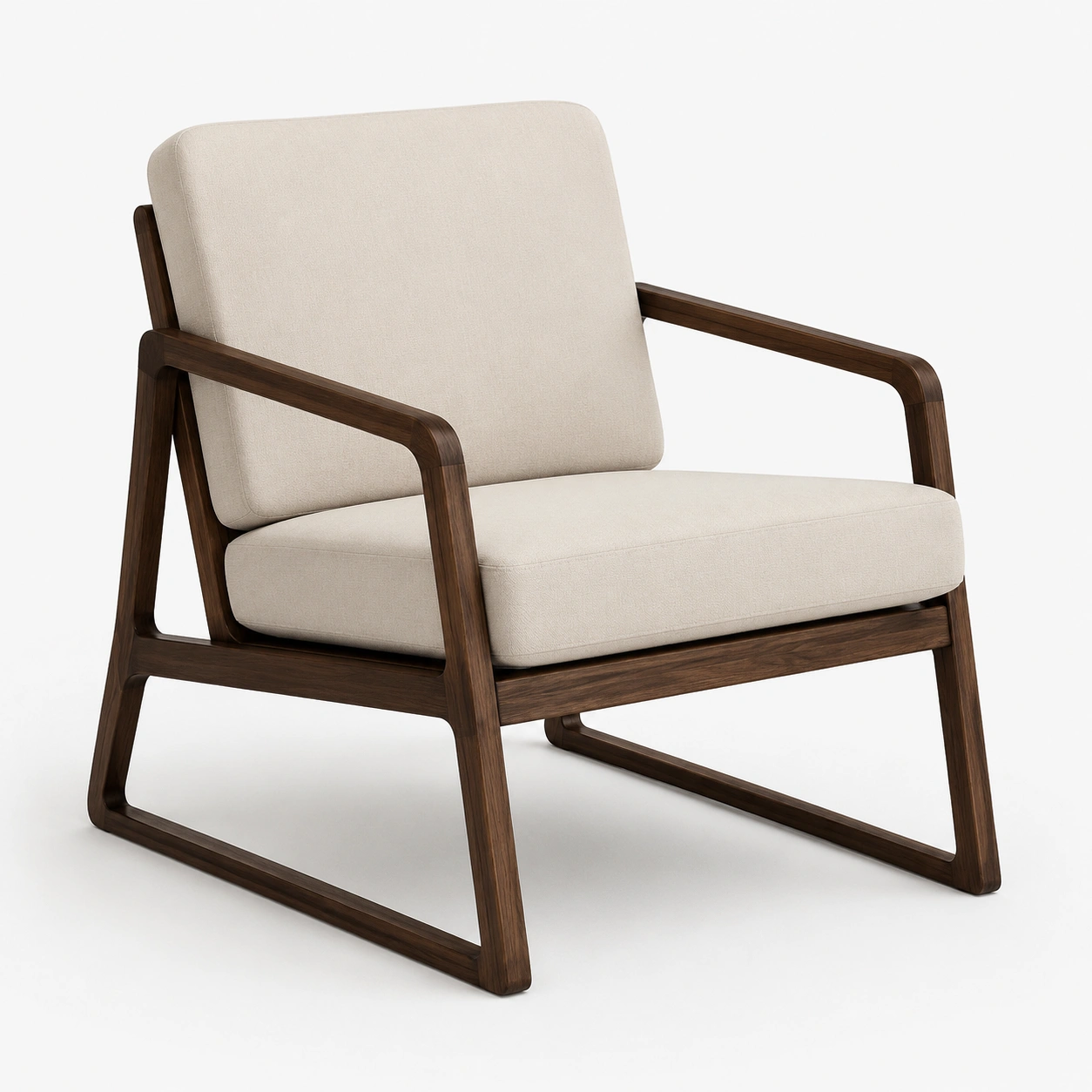 Sillon con estructura de madera color marfil-vellanocasa