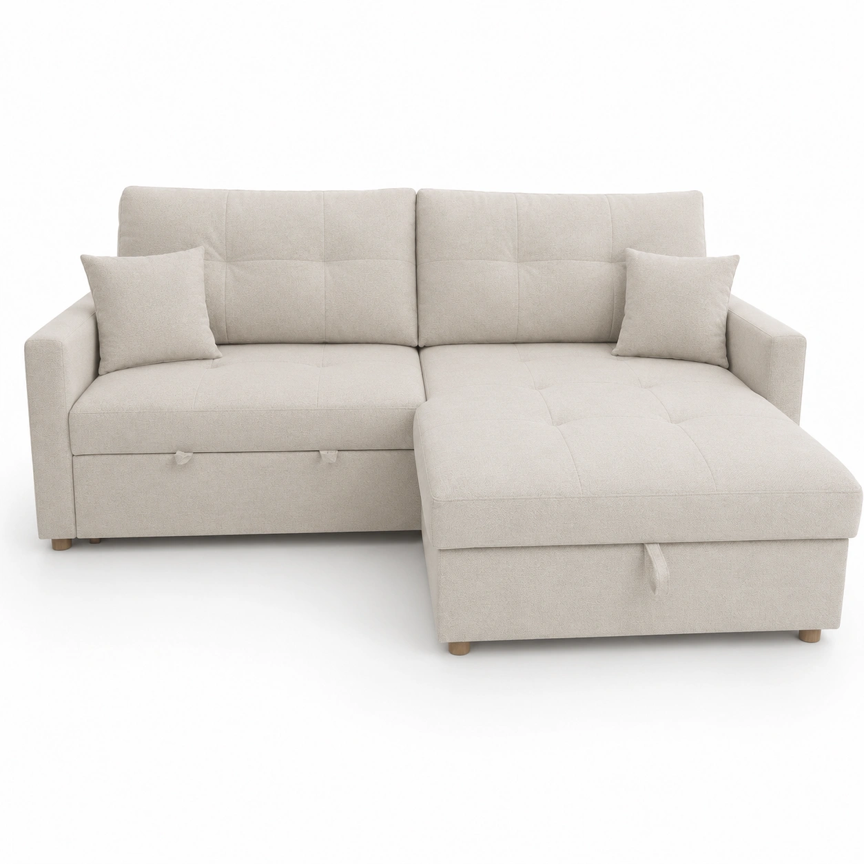 Sofa esquinero con almacenaje beige marfil-vellanocasa
