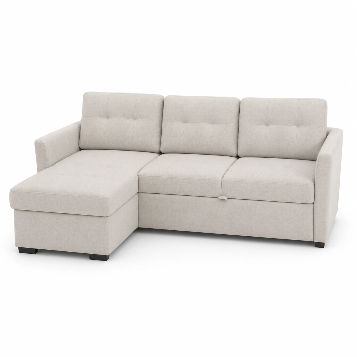 Sofa con almacenaje y chaise longue izquierda beige marfil-vellanocasa