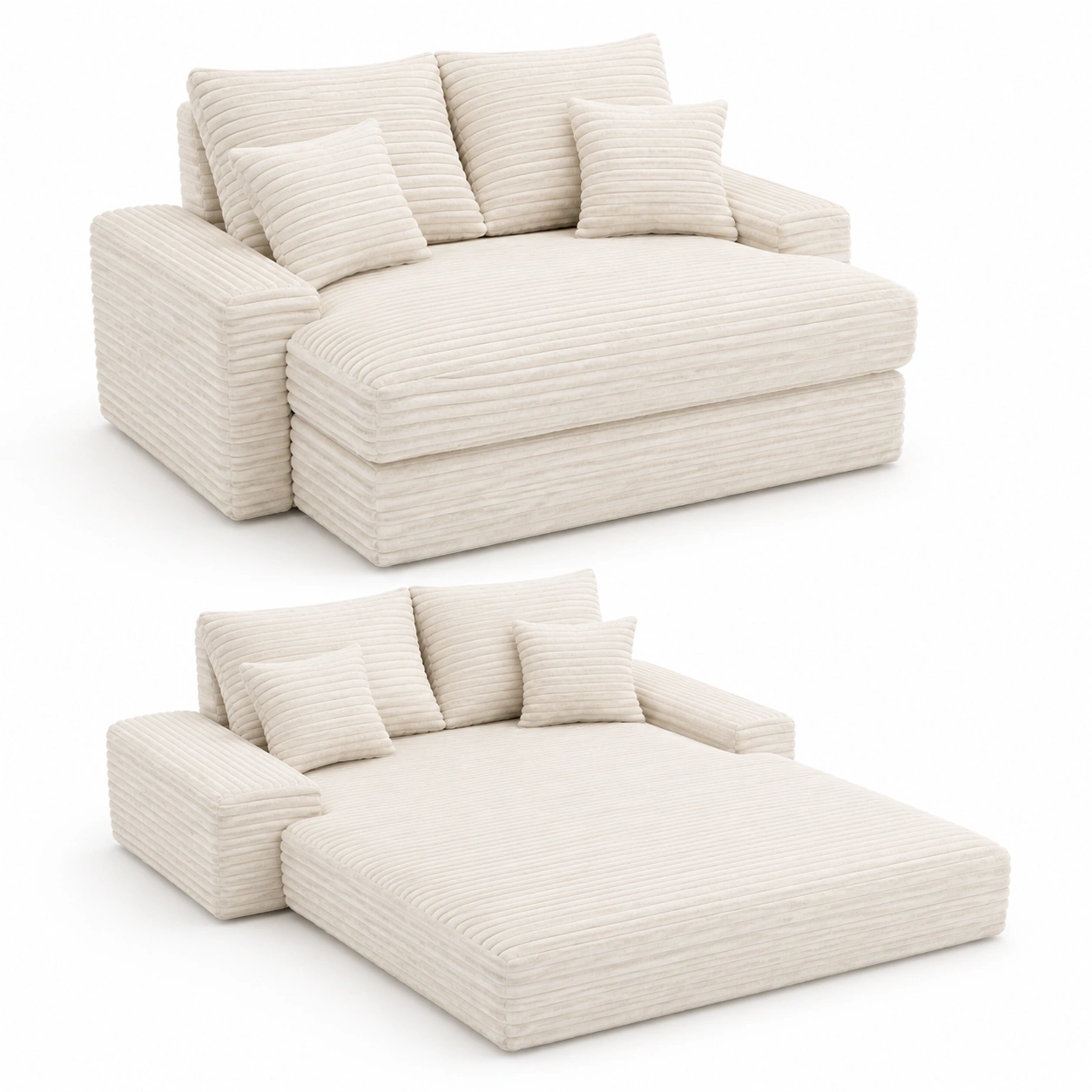 Sofa cama plegable beige marfil-vellanocasa