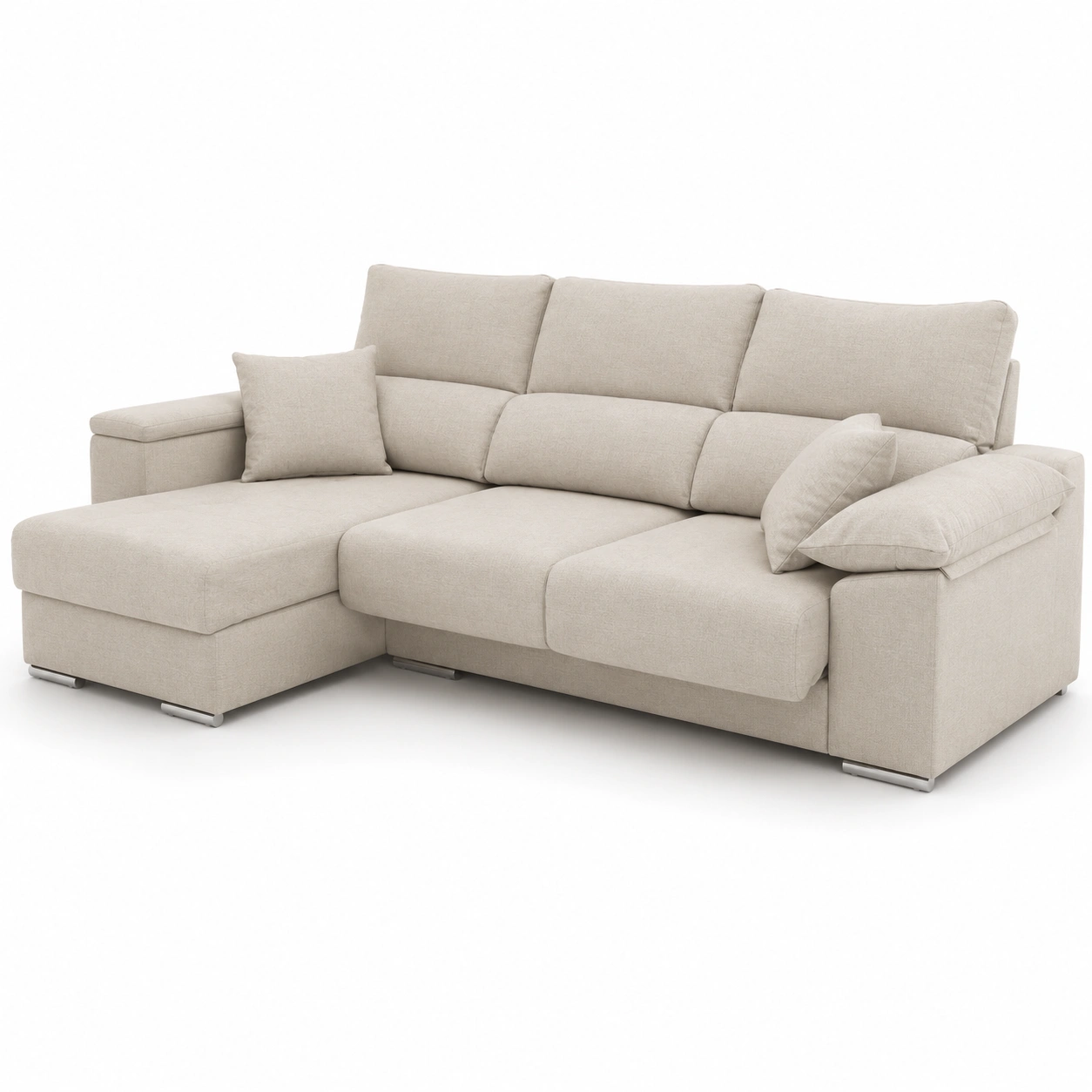 Sofa esquinero con chaise longue izquierda beige marfil-vellanocasa