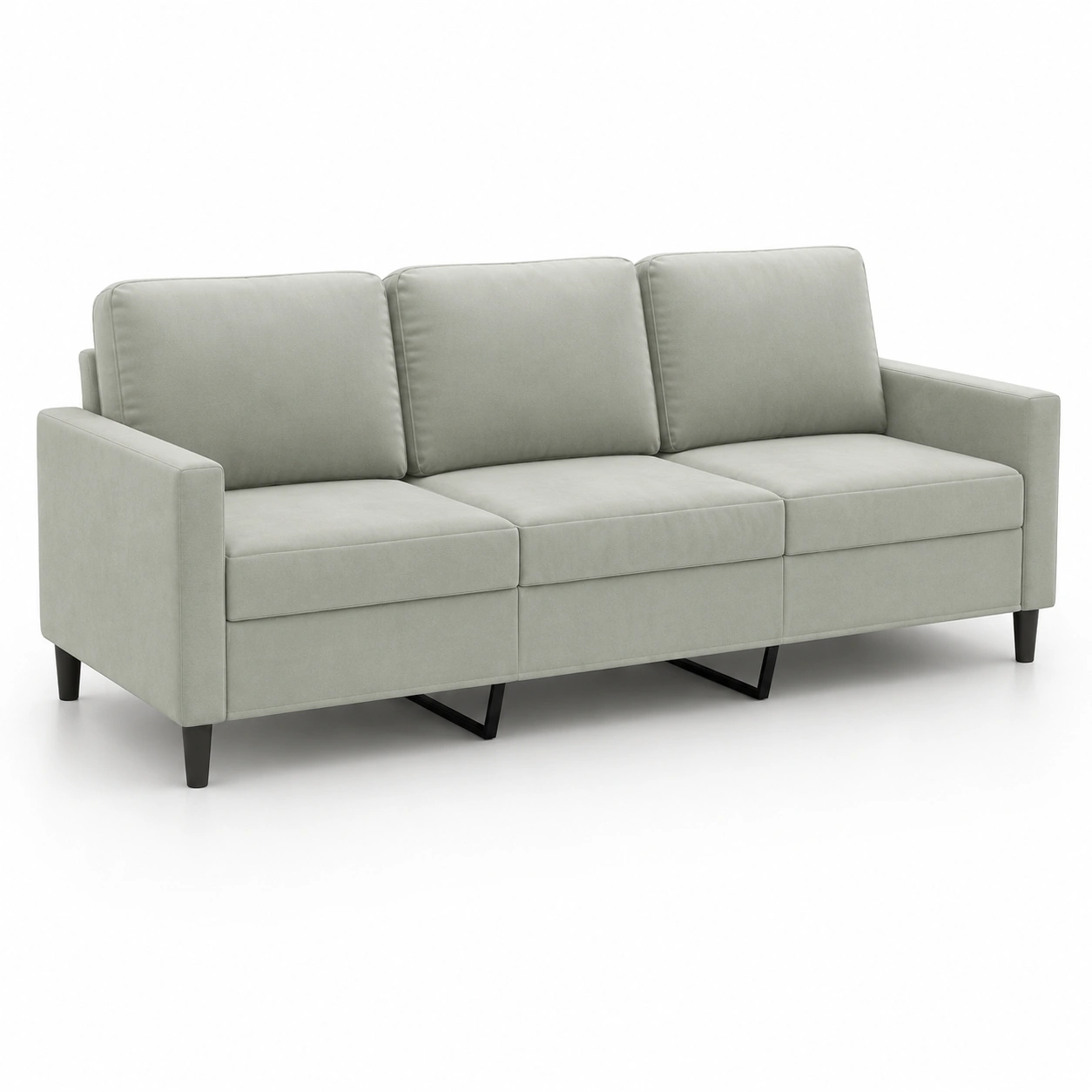 Sofa tapizado de tres plazas gris claro-vellanocasa