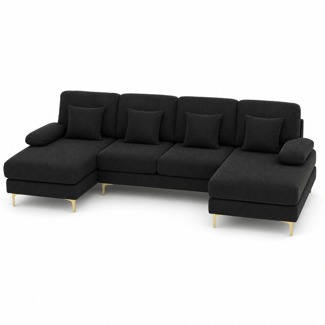 Sofa modular en U de pana negra-vellanocasa