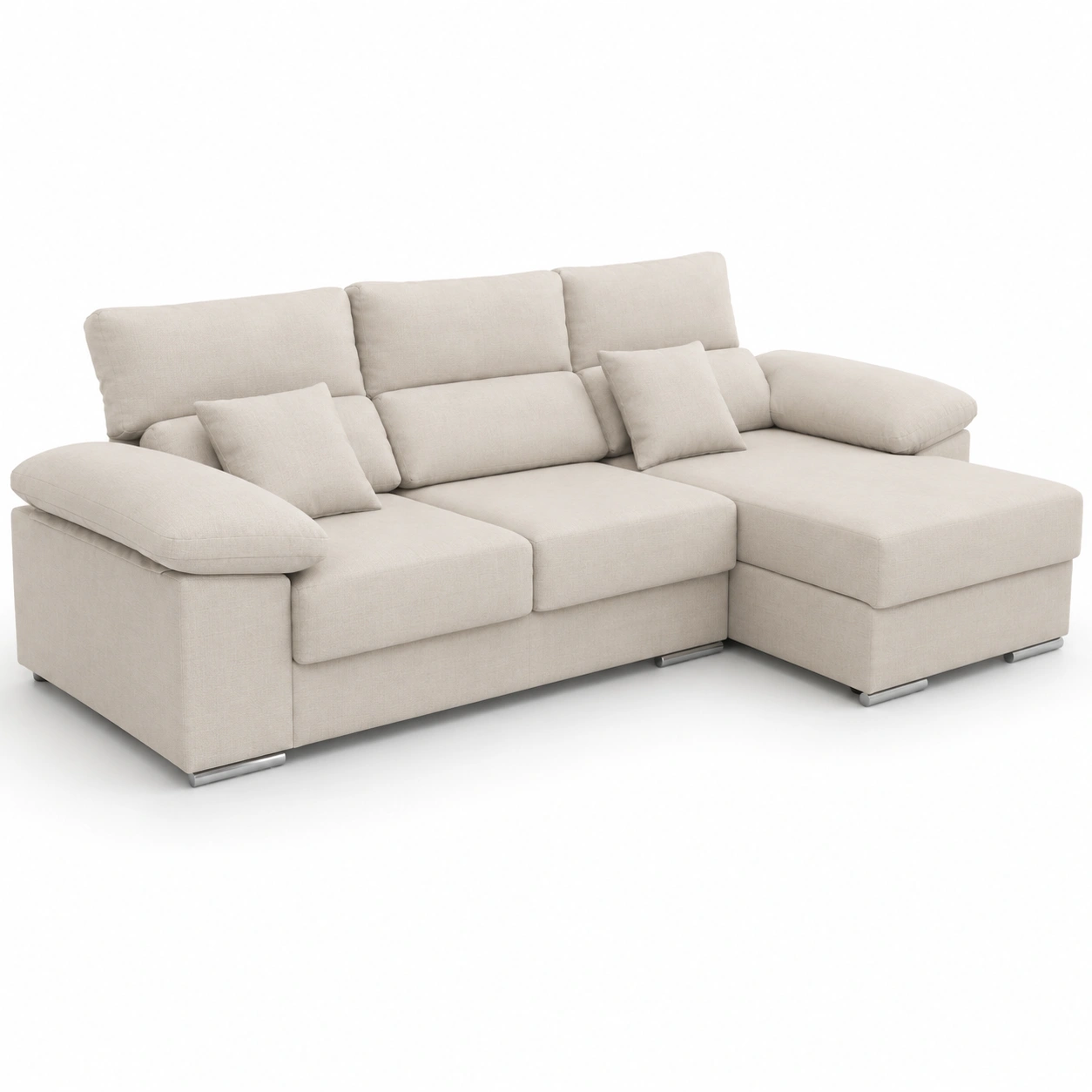 Sofa esquinero con chaise longue beige-vellanocasa