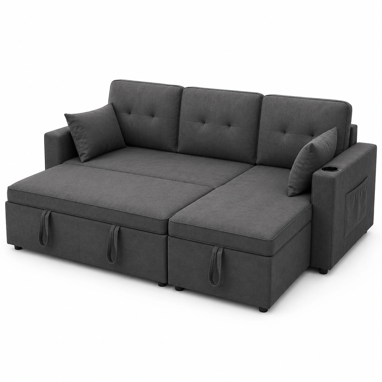 Sofa cama con almacenaje gris oscuro-vellanocasa