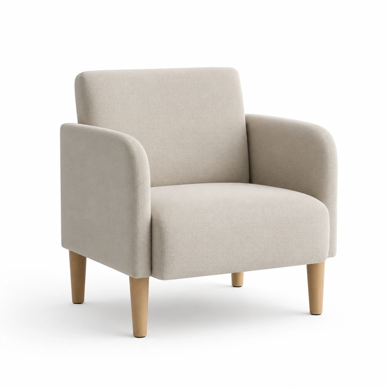 Sillon cuadrado tapizado color marfil-vellanocasa
