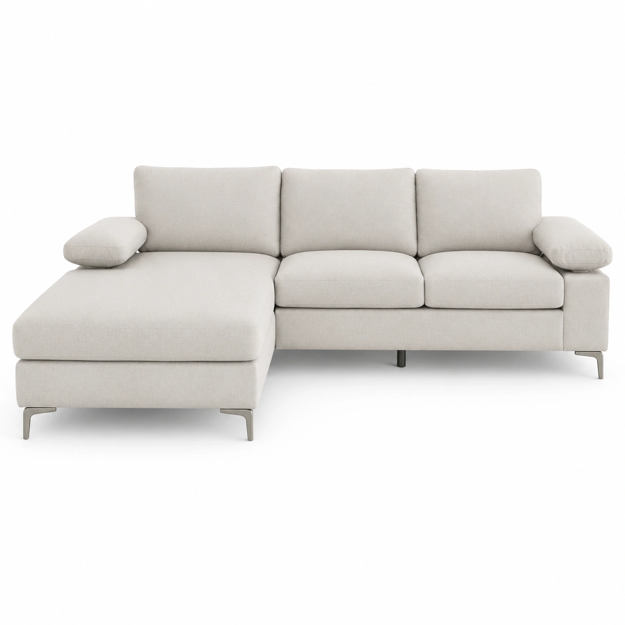 Sofa esquinero con chaise longue beige-vellanocasa