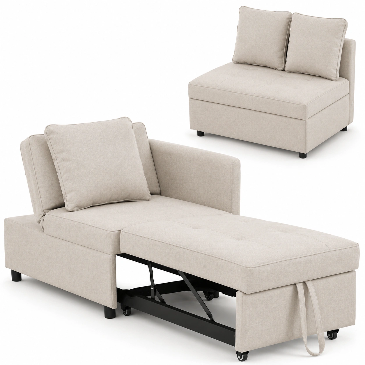 Sofa cama individual beige-vellanocasa