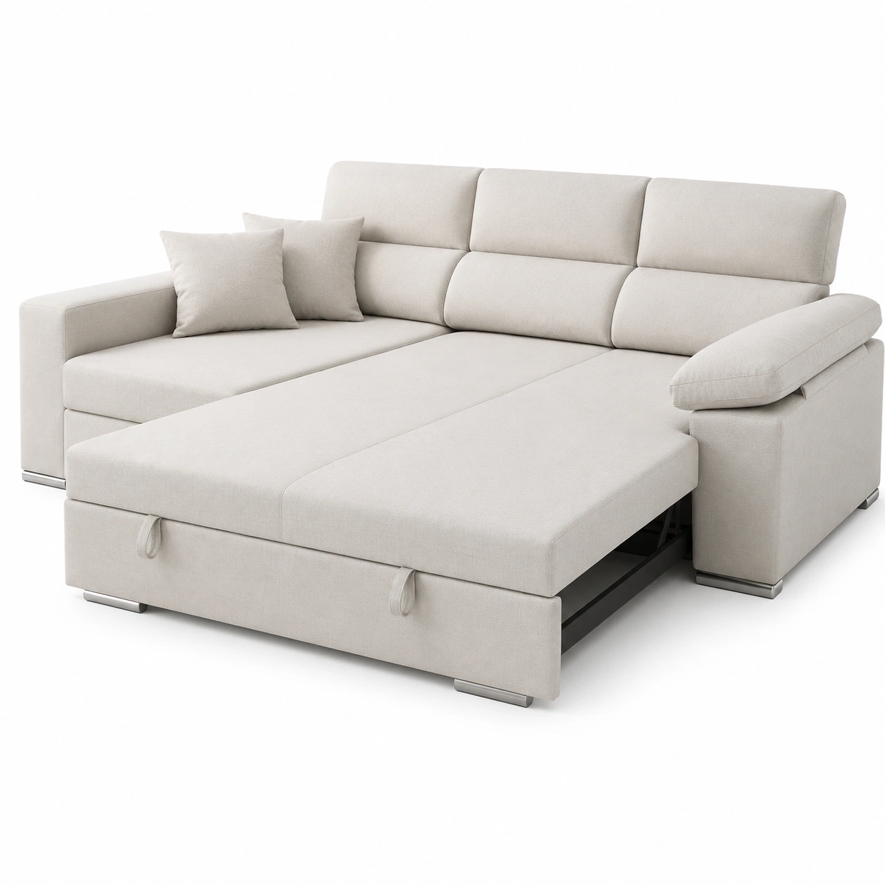 Sofa cama de dos plazas beige-vellanocasa