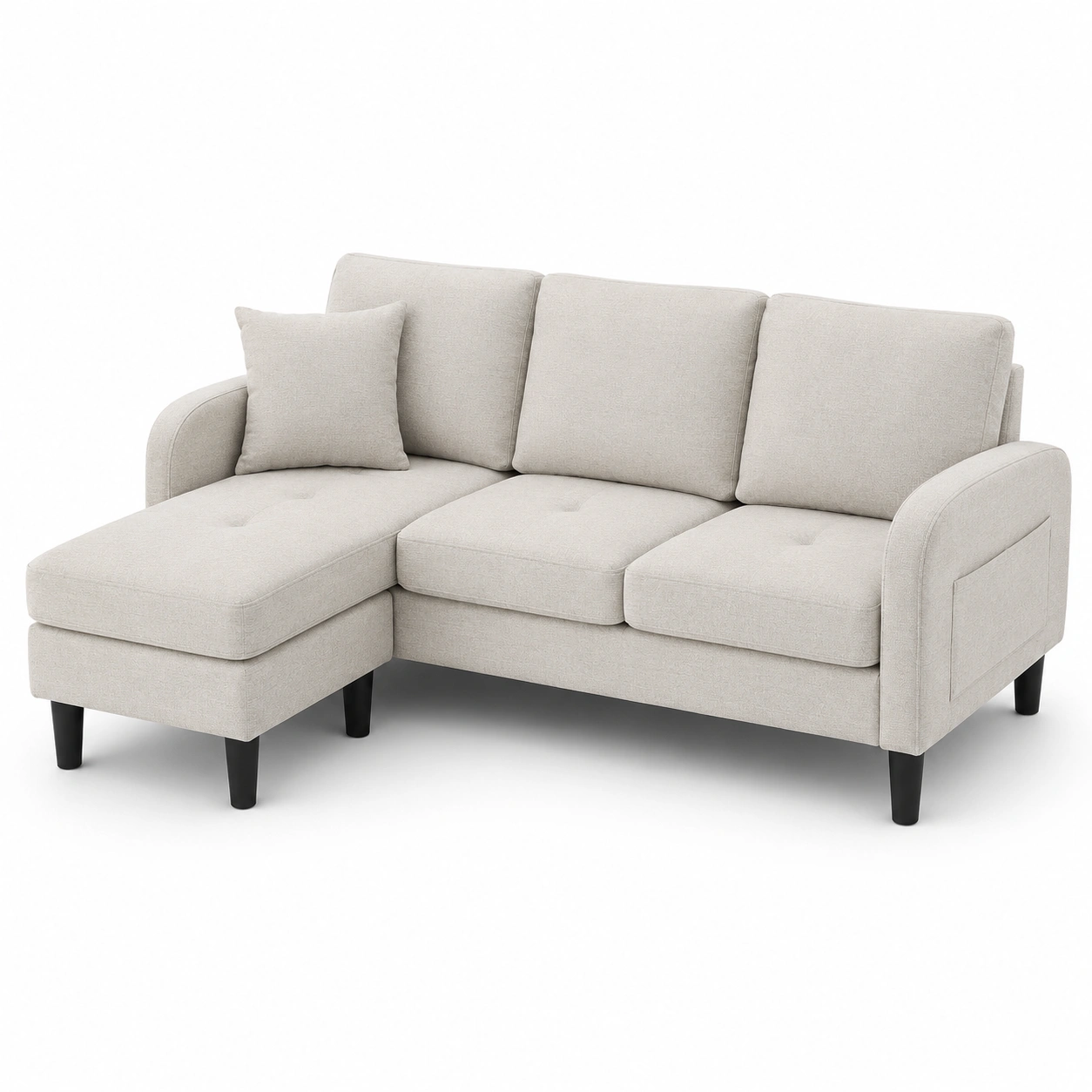 Sofa chaise longue beige marfil-vellanocasa