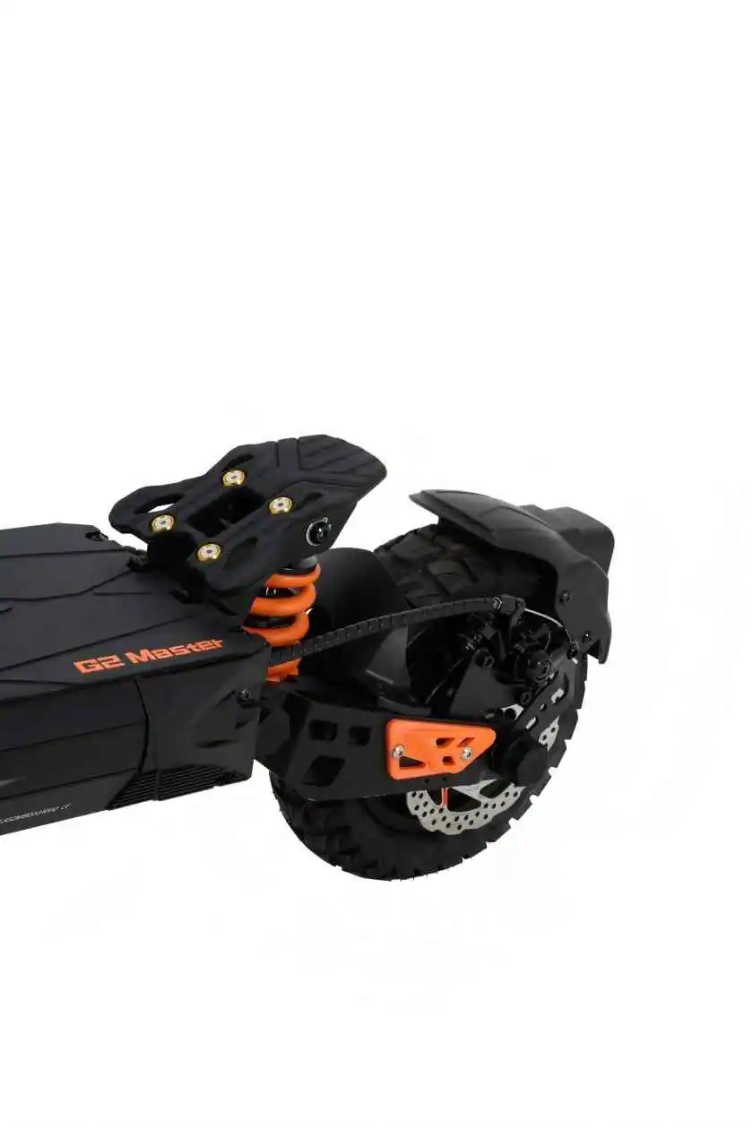 KuKirin G2 Master Electric Scooter，Rear wheel of KuKirin G2 Master electric scooter, dual motor drive system and reinforced tire for all terrain