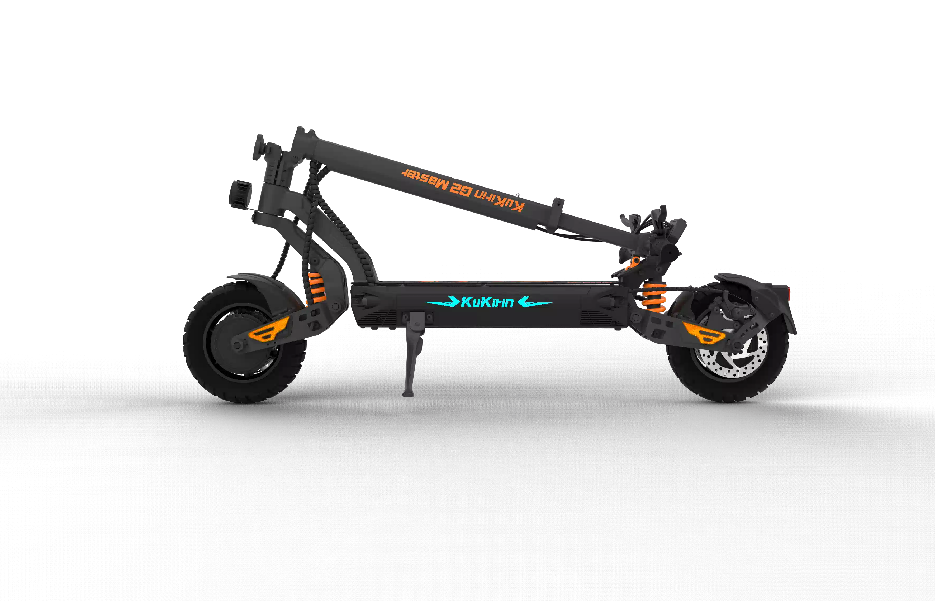 KuKirin G2 Master Electric Scooter，Side view of KuKirin G2 Master electric scooter with dual suspension, 10-inch tubeless tires, 2000W power，60km/h Fast Scooter, 70km Long Range Scooter