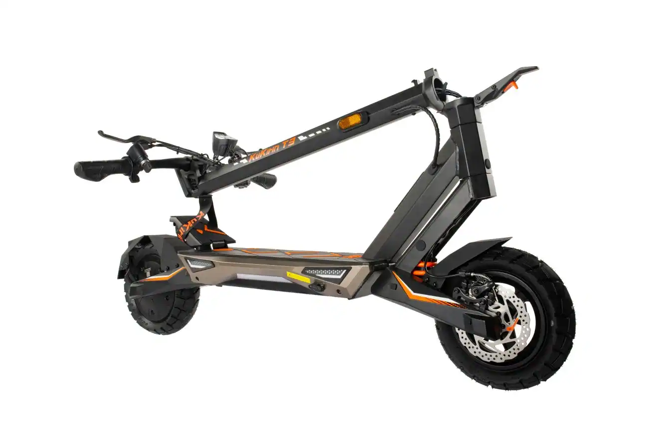 KuKirin T3 Electric Scooter，Folded KuKirin T3 electric scooter, compact foldable design for easy storage and transport